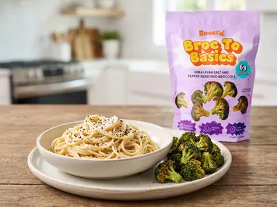 Cacio e Pepe with Salt & Pepper Broccoli — plated