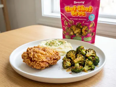 Crispy Chicken with Hot Honey Broccoli — plated