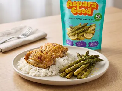 Lemon Herb Chicken with Lemon Pepper Asparagus — plated