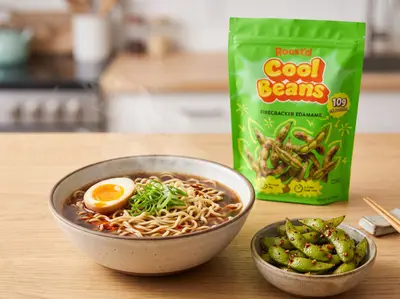 Shoyu Ramen with Firecracker Edamame — plated